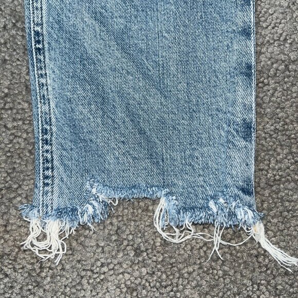AGOLDE LOS ANGELES SOPHIE CHEWED HEM ORGANICALLY GROWN COTTON BLEND BLUE JEAN 29 - Picture 9 of 11